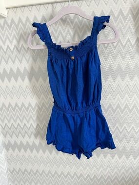 Zara Royal Blue Smocked Strap Romper
